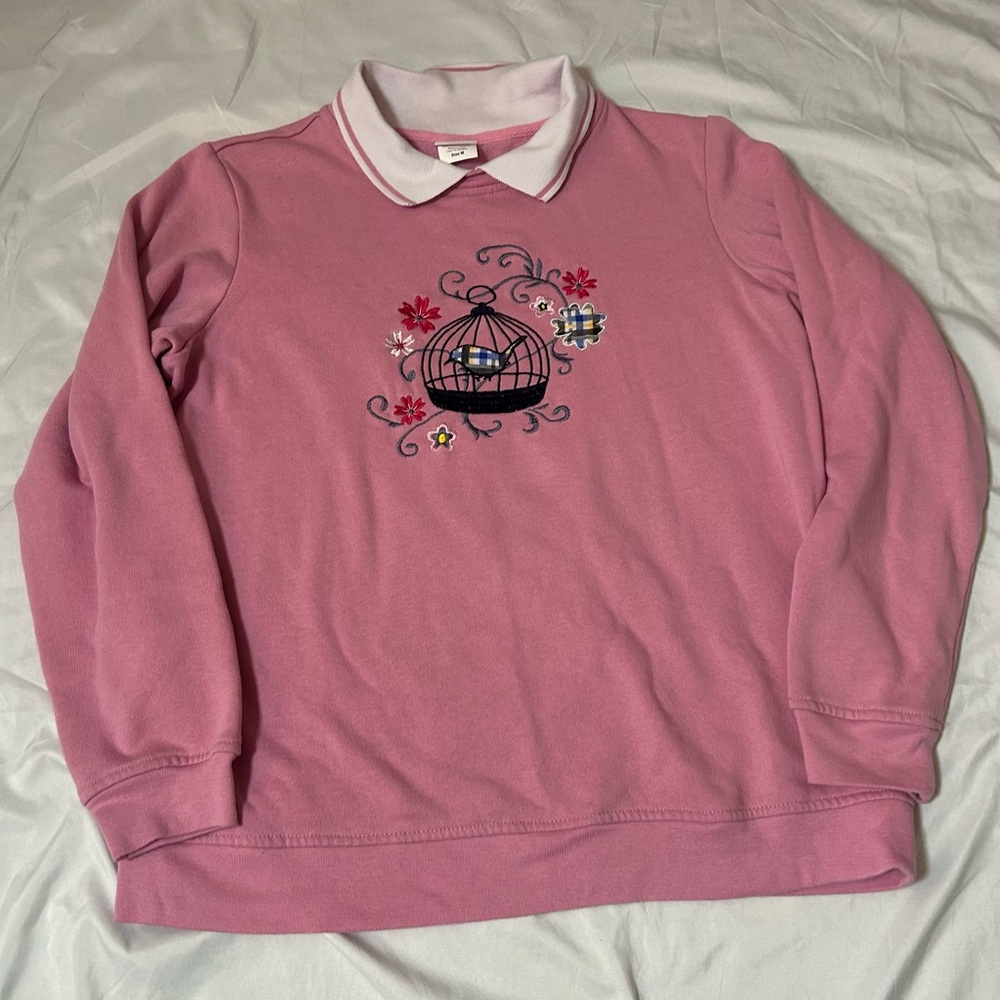 Vintage Adrian Delafield Collared Polo Style Granny Sweatshirt Long Sleeved Sz M